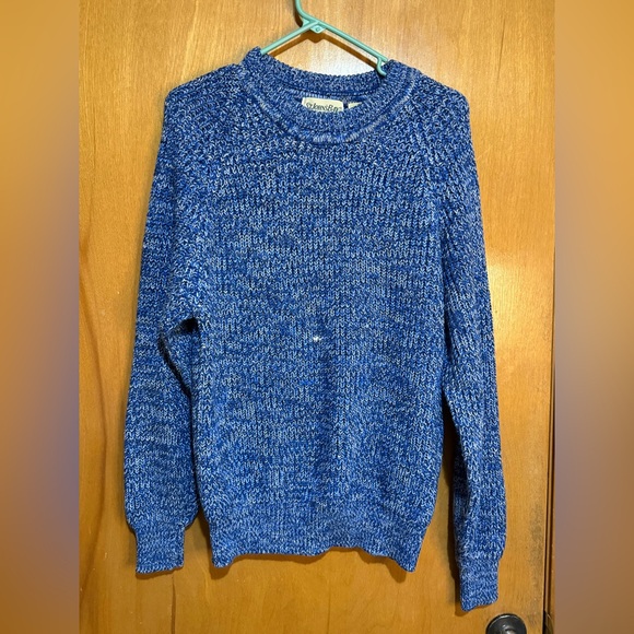 Vintage Blue Marled Knit Sweater Cozy Chunky Winter Pullover Medium - Picture 1 of 3